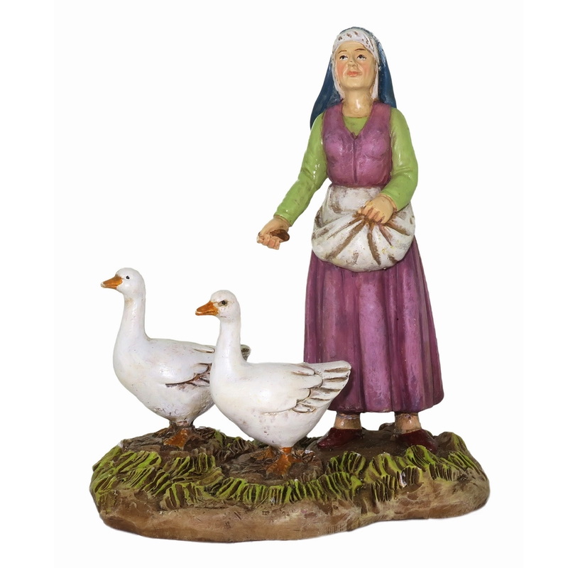 Ferrari & Arrighetti - Statuina Presepe Martino Landi: Pastore Con Lanterna, Altezza 12 Cm, Resina Dipinta A Mano